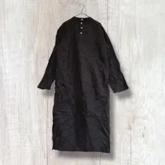 【 無印良品 】 オーガニックコットンワンピース 長袖シャツ ブラウン M