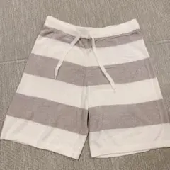 ジェラートピケオム★接触冷感ショートパンツM★ライトグレー　ホワイトボーダー