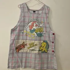 保育士　アリエル エプロン ピンク チェック柄