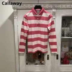 Callaway キャロウェイ 長袖シャツ M ピンク ボーダー ゴルフ