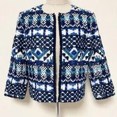 BALMAIN バルマン ロゴ モザイク柄 ショート丈 ジャケット カーディガン