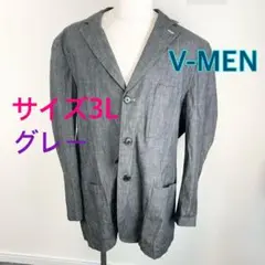 c383 V-MEN グレー 3L テーラードジャケット 大きいサイズ