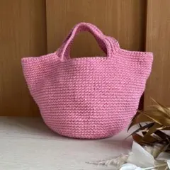 麻紐バッグ（大きめ・ピンク）ハンドメイド