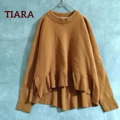 TIARA ティアラ ペプラム リブニット プルオーバー 前後差 毛 カシミヤ