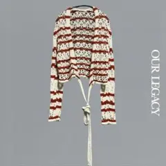 希少 OUR LEGACY メッシュニット カーディガン 34 赤白 ボーダー