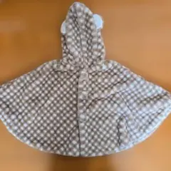 bebe réflexion チェック柄フード付きポンチョ