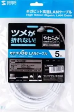 新品サンワサプライ カテゴリ5e 高速LANケーブル5mホワイト 送料込特価品