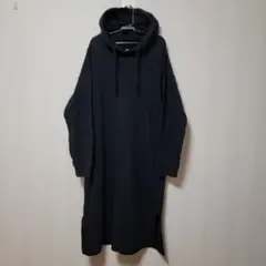 UNIQLO ブラック フード付きロングパーカーワンピース M