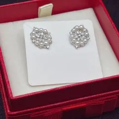 ★最終価格「本真珠 淡水パール クリスマス雪 六花デザイン シルバー ピアス」