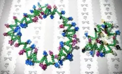 金属アレルギー対応　ハンドメイドカラフルビーズのブレスレット・ネックレスセット