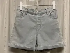 ライトグレー デニム ハーフパンツ 160 半ズボン 短パン ウエストゴム