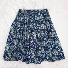 テチチ フレアスカート 花柄 ネイビー（M） 裏地 春コーデ フェミニン