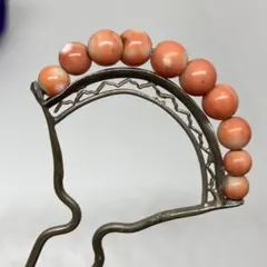 042903 アンティーク　金工　赤珊瑚　10連　アール・ヌーヴォー　かんざし