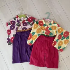 双子ちゃんに♡花柄袴2枚セット　80cm