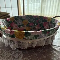 花柄レース付きバスケット
