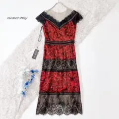 タグ付き　近年　タダシショージ　フラワーレース刺繍ドレス　フレア　Aライン タグ付き 近年 タダシショージ フラワーレース刺繍ドレス フレア A