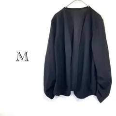 ノーカラージャケット M ブラック シンプル きれいめ 羽織り レディース