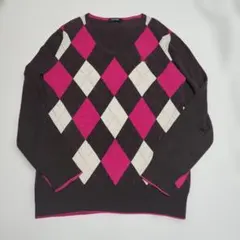 BURBERRY BLACK LABELアーガイルパターン Vネックセーター