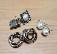 アンティーク調ピアス3点セット　日本製