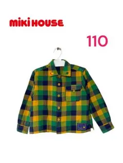 ♡くまちゃん♡Miki House チェック柄 長袖シャツ 110