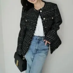 2026年最新】anuans ツイードノーカラージャケットの人気アイテム