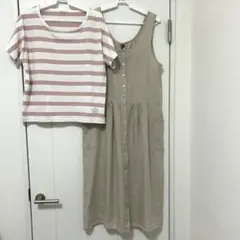 SM2ボーダーＴシャツ ノースオブジェクトリネンワンピース 2点セット