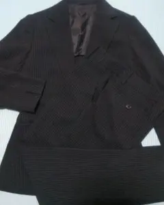パンツスーツ 上下セット 黒 ストライプ 洗える 38サイズ