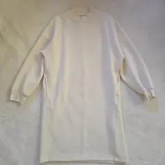 美品 ユニクロ 長袖 チュニックワンピース 【M】クリ－ム色 ゆったり
