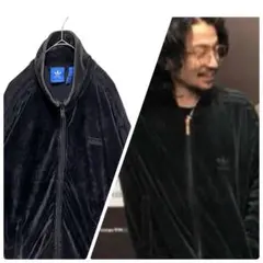 【人気のベロア‼️】adidas ベッケンバウアージャージ O 黒 常田大希 古着のサムネイル