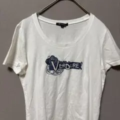 23区　プリントTシャツ(M)ホワイト　ユーネックスリムフィットのサムネイル
