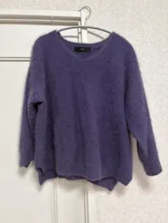 vingtrois パープル Vネック 長袖ニット