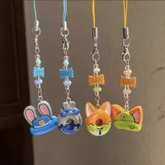 ズートピア ジュディ ニック キーホルダー チャーム めじるし 4点セット