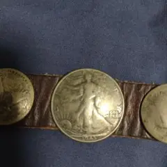 コンチョレザーブレスレット　銀貨