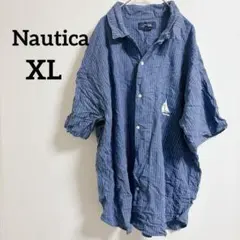 海外古着¨̮ Nautica 【XL】 ストライプ柄 半袖シャツ