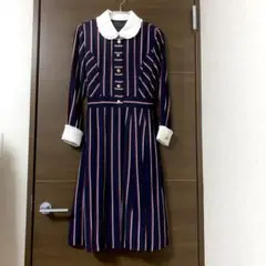 レジメンタルストライプ柄 トラッドワンピース