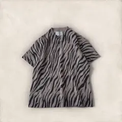 ザザ デザインニット ゼブラ柄 ウール カシミヤ モックネック 総柄 トップス