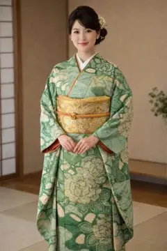 和装 着物 振袖 成人式 卒業式 袴 結婚式 駒刺繍 絞り 牡丹文 金彩 正絹