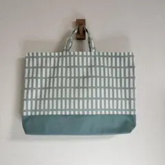 49　ハンドメイド　レッスンバッグ　トートバッグ　シンプル　絵本袋　くすみブルー