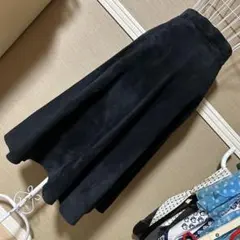 レトロ古着 スエード フレアスカート ヴィンテージ 古着 黒 ✦本革✦
