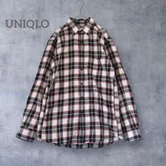 ユニクロ フランネル チェックシャツ 長袖 メンズ コットン 綿100% S