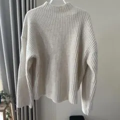 UNIQLO スフレヤーンモックネックセーター　オフホワイト リブ編み