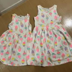 H&M アイスクリーム柄 ノースリーブワンピース 2サイズセット