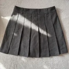 GU プリーツスカート チェック 千鳥柄 S インパン付き