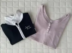 Jenni Love ジップアップトップス GU ワッフルカットソー 2点