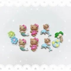 ネイルパーツ 10P 〈J167〉ガングロ 日焼け ハイビスカス キティ