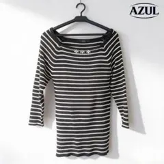 AZUL オフショルダー ストライプ ニット