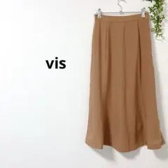 vis ビス　美品　セミフレア　ミモレ丈スカート　 薄手　ブラウン　M