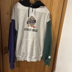 VISION STREET WEAR パーカー グレー/緑/紫 L