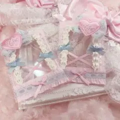 ホイップデコ クリアケースデコ リボン レース 量産型 ピンク