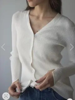 OFF WHITE/washable rib cardigan